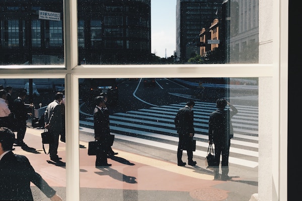 business men in a street of Tokyo